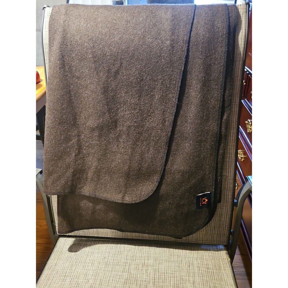 Arcturus Heavy Military Wool Blanket Twin 64x88 Chocolate Brown Camping Blanket